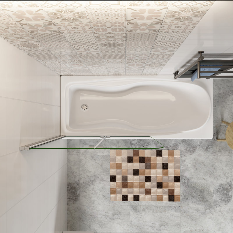 Danbury 1400mm H Bi-Fold Semi-Frameless Tub Door with Clear Glass, 140cm H x 110cm W