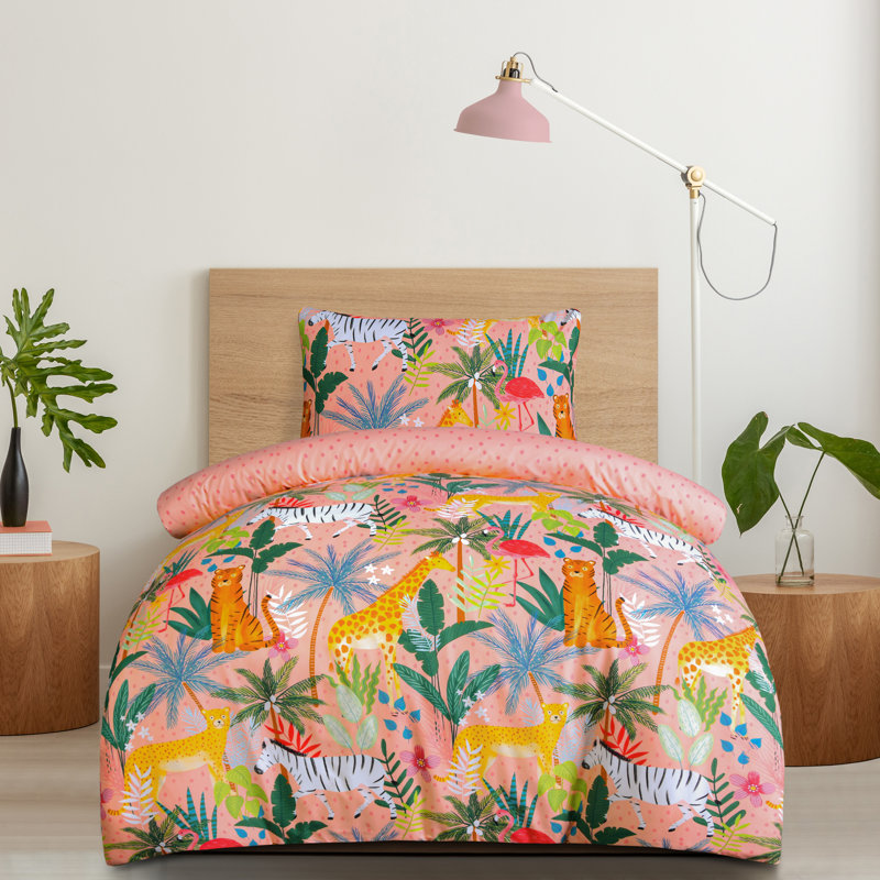 Microfiber Floral Duvet Cover Set with Pillowcases