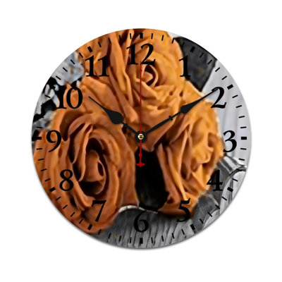 Orange Rose Decorative Wall Clock, 12" X 12"