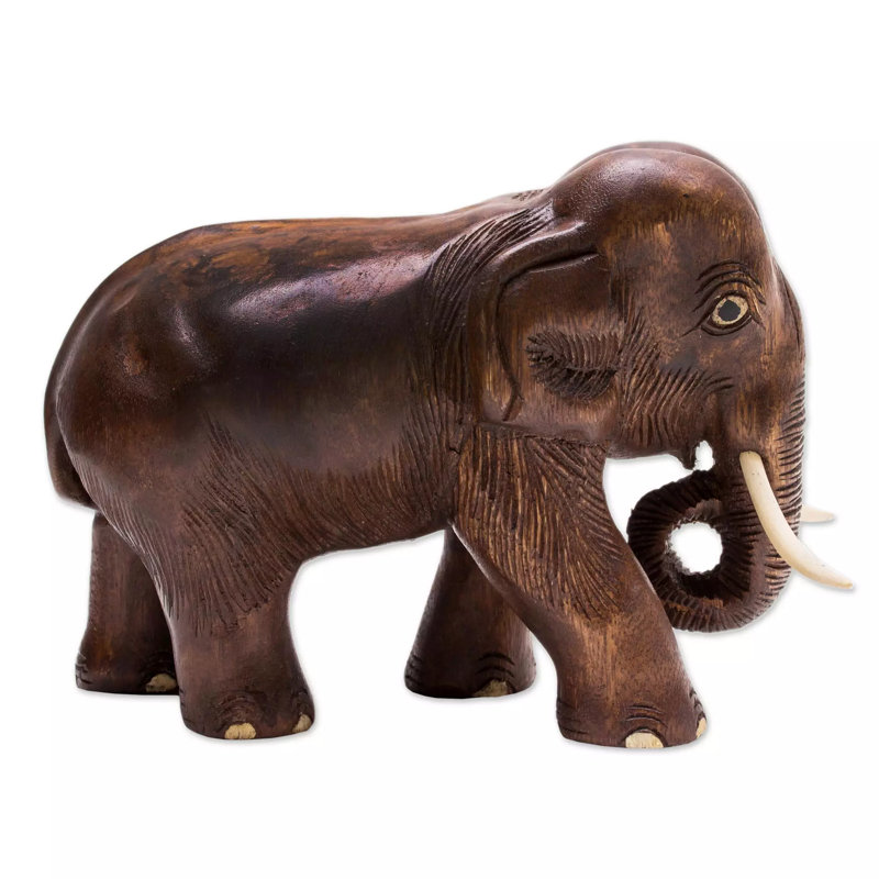 Charming Little Elephant Wood Sculpture