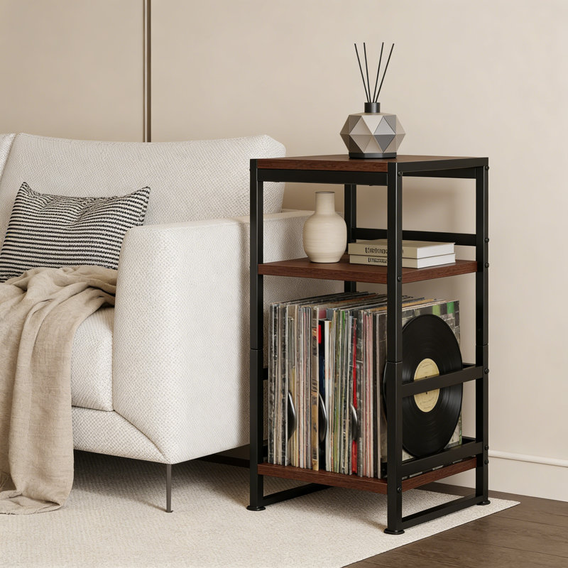 Manufactured Wood,Metal 71cm H Media Shelves, Cherry