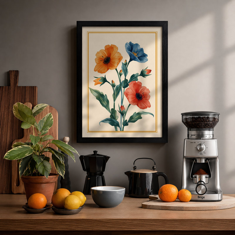 Study in Bloom Botanical - Framed Print, A4 - 29.7 x 21.0 cm, Black