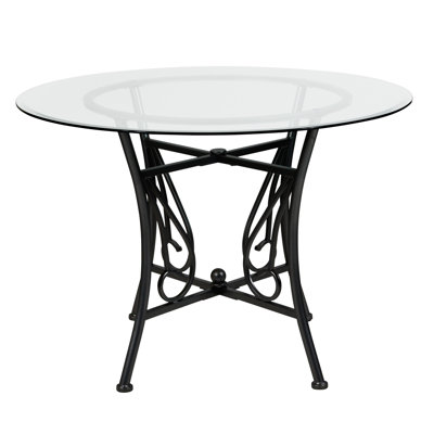 Table de salle à manger ronde en verre de 42 po avec cadre en métal Corkey North