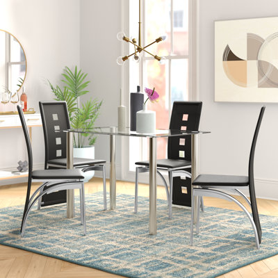 Vasken 4 - Person Glass Top Four Leg Dining Set