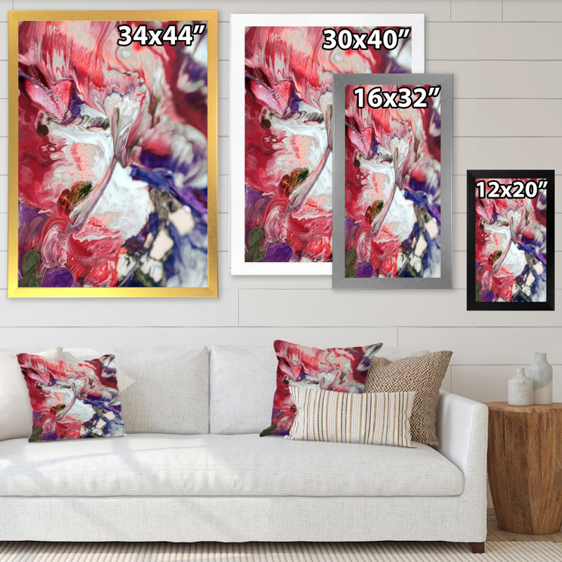 Magnifique fluide abstrait mixte - œuvre d'art moderne sur toile, Cadre photo noir, H 20 po x l 12 po x P 1 po