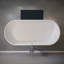 Baignoire de trempage autoportante blanche matte de 63 po, surface solide, conception ergonomique confortable, trop-plein et bonde escamotable, rétention de chaleur pour les longs bains dans un style élégant