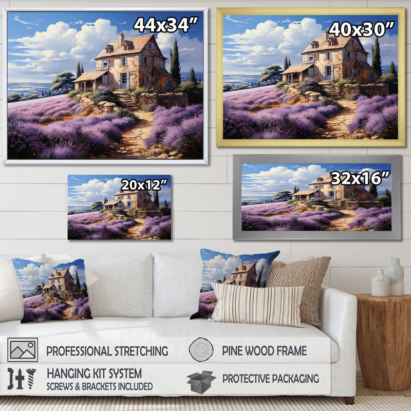«Country Charm Fields Of», reproduction d'art sur toile, H 30 po x l 40 po x P 1,5 po, Cadre doré à une seule photo