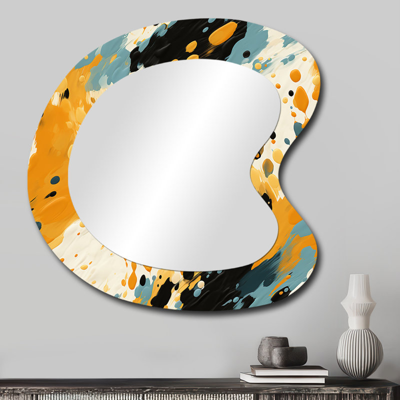 Jaune et noir Painterly Cheeta Print II - imprimé animal grand miroir mural, 27 po x 27 po