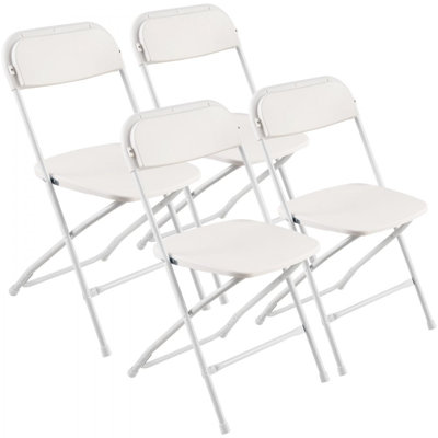 Folding Chairs, Foldable Plastic Chairs with Heavy Duty Metal Frame, Portable Folding Card Table Chairs, Stackable Indoor Outdoor Seats for Home, Yard, Garden, Parties, Events, White