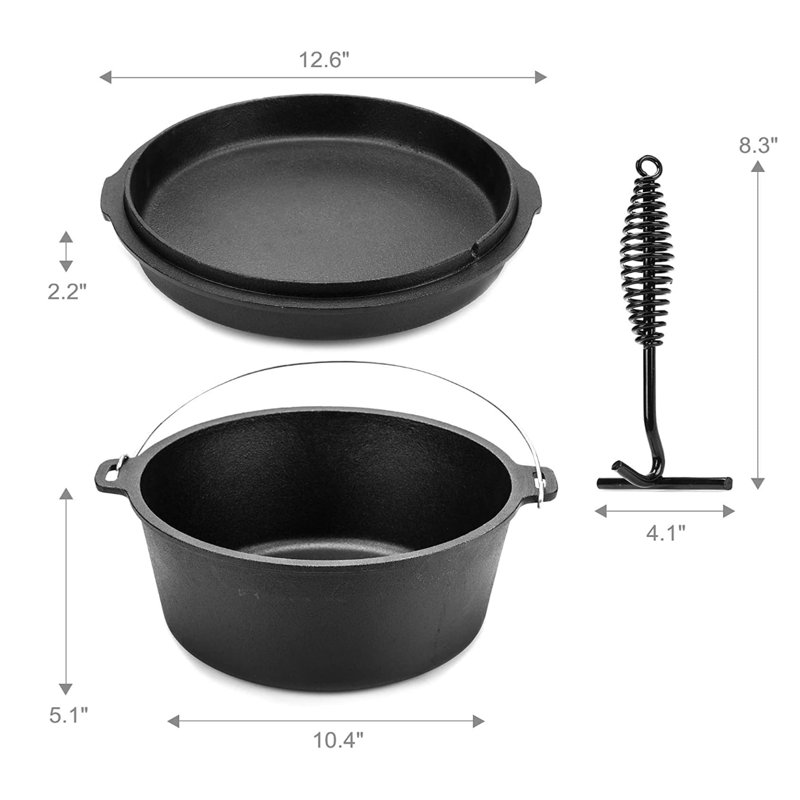 Cocotte en fonte ronde antiadhésive Cuisiland, 6 pintes