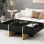 Table basse 47,2 "X 31,4" avec 2 tiroirs, placage noir ultrabrillant, pieds dorés, salon contemporain minimaliste 47,2 "31,4" et décoration de meubles-819003182-819003153