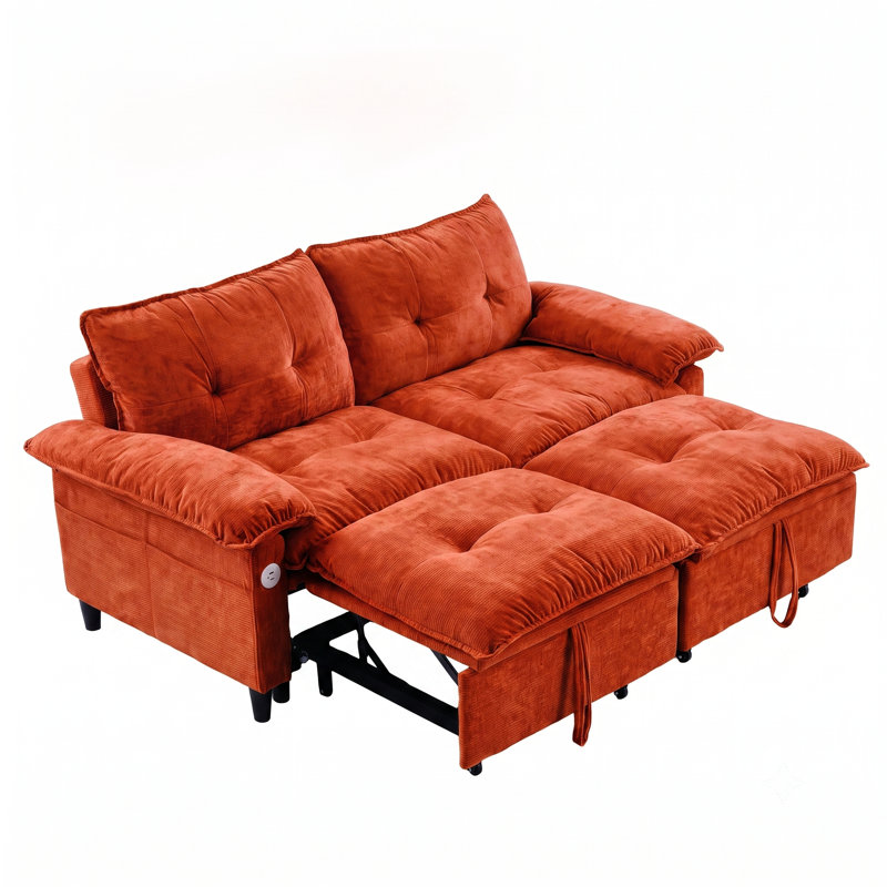 Canapé-lit convertible avec matelas escamotable 73 po, Orange