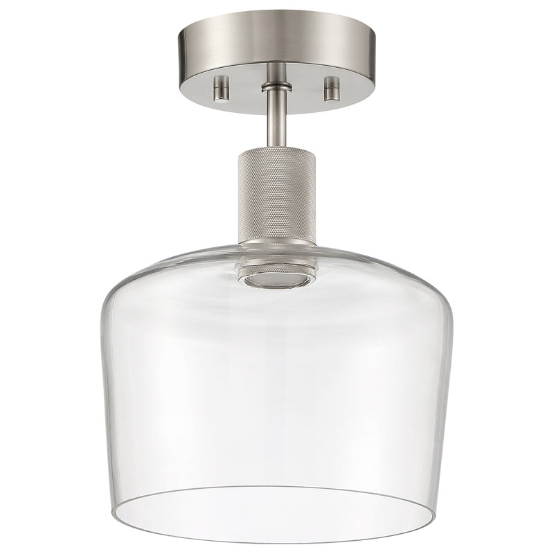 Aarian LED Semi-Flush - Clear Glass - Dedicated LED, Brushed Steel
