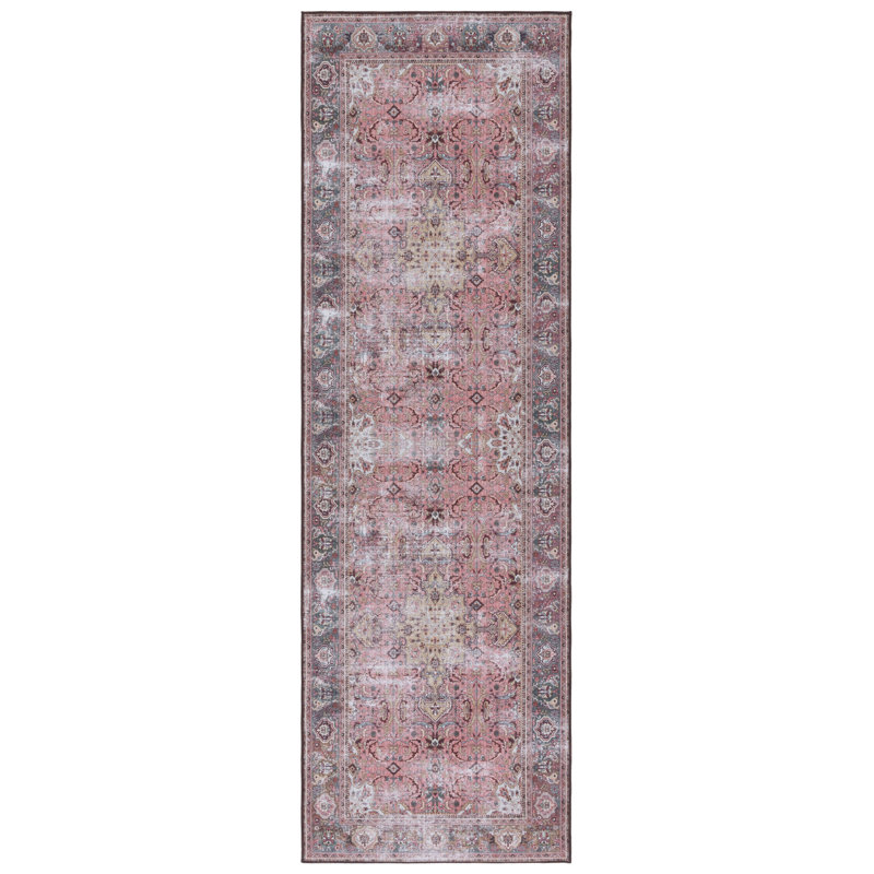 Gulick Oriental Area Rug in Pink/Beige, Runner 2'6" x 6'