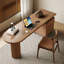 Bureaux en bois massif brun clair demi-cercle-107362579