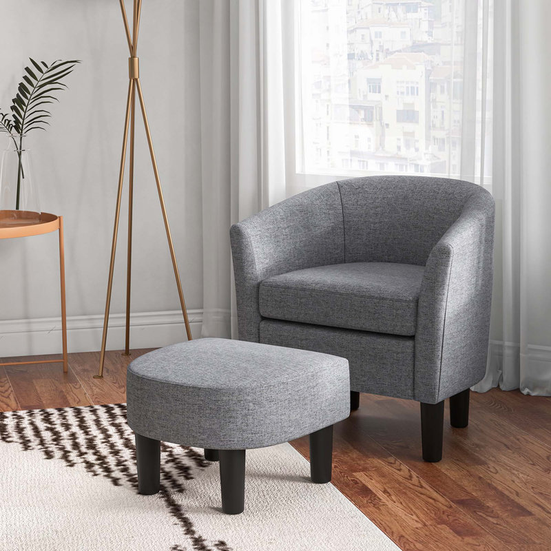 Fauteuil club et repose-pieds 27 po Makayiah, Lin gris
