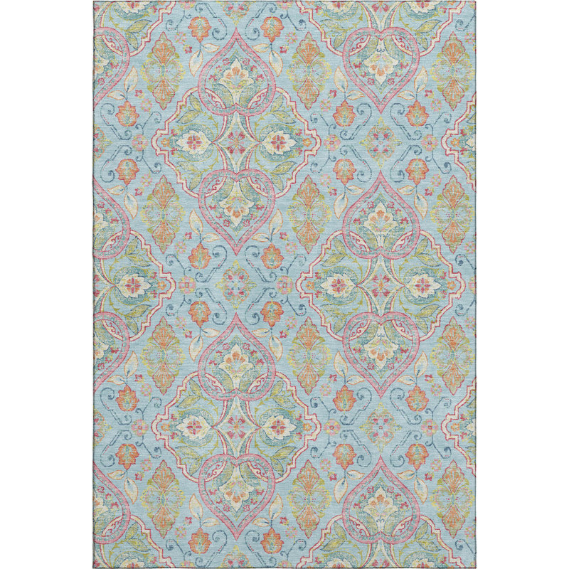 Tapis bohème de qualité supérieure lavable à la machine Mayfield AMF2207, Ciel, 2 pi 6 po x 3 pi 10 po