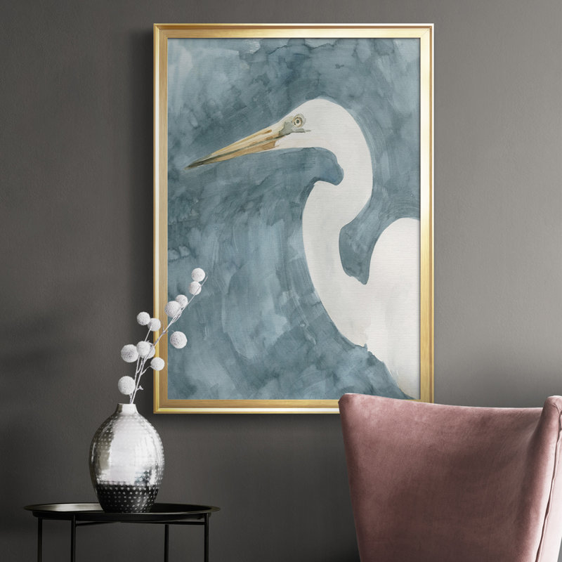 Watercolor Heron Portrait I, toile encadrée de qualité supérieure - prête à être accrochée, H 24,5 po x l 18,5 po x P 1 po