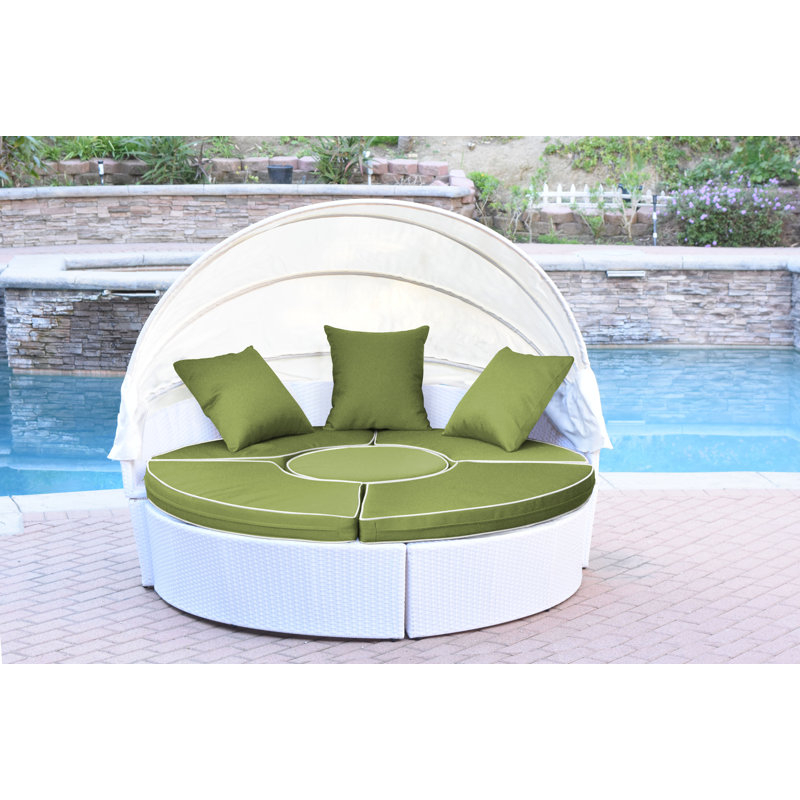 Bourbana 4 - Person Patio Conversation Set with Cushions, Green, White