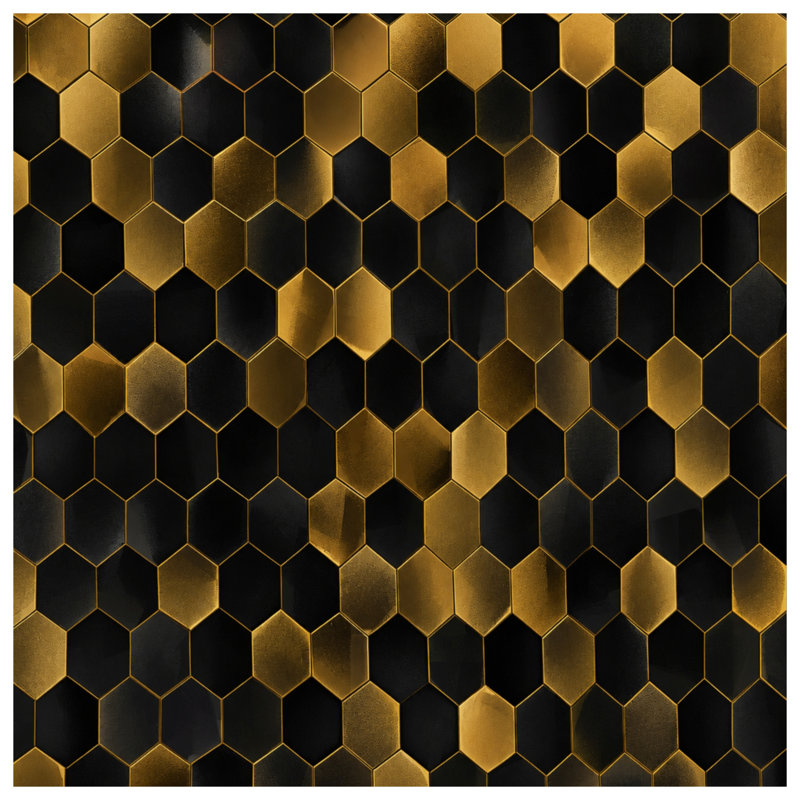 Rideaux de douche hexagonaux dorés extra longs, L 70 po x H 72 po