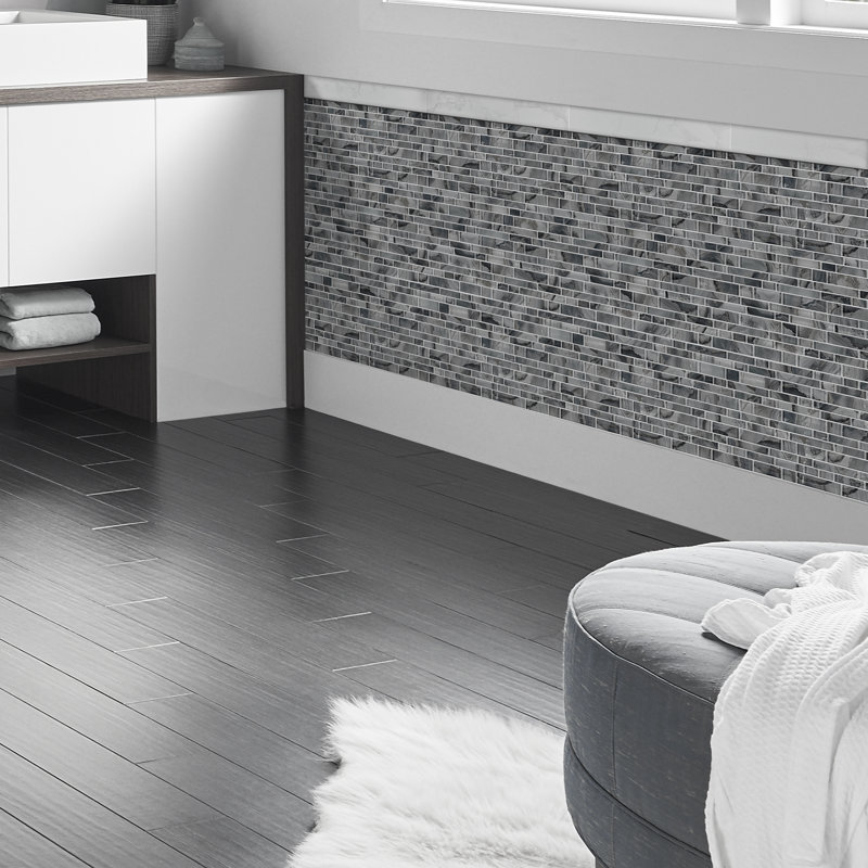 Chiara Isla Garniture de carrelage arrondi en porcelaine mate de 3 po x 24 po, Île