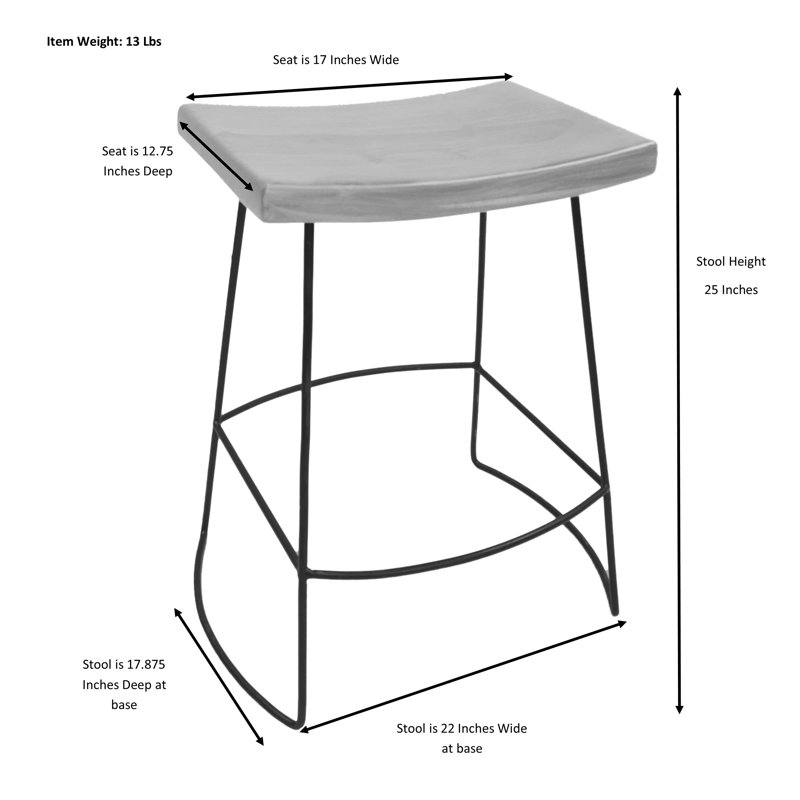 Tabouret de comptoir moderne sans dossier 25 pouces avec repose-pieds Modern Brown, Manguier naturel