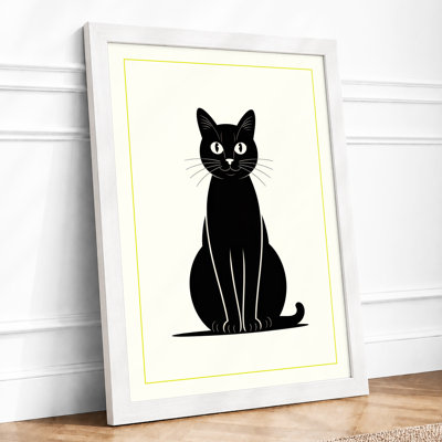 Black Cat Minimalist - Framed Print