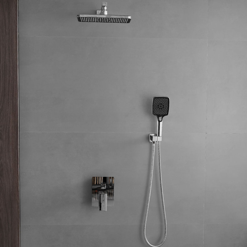 Wall Mount Shower System With Handheld Shower Single Handle Shower Faucet Set High Pressure Brass Shower Trim Kit With Rough-In Valve