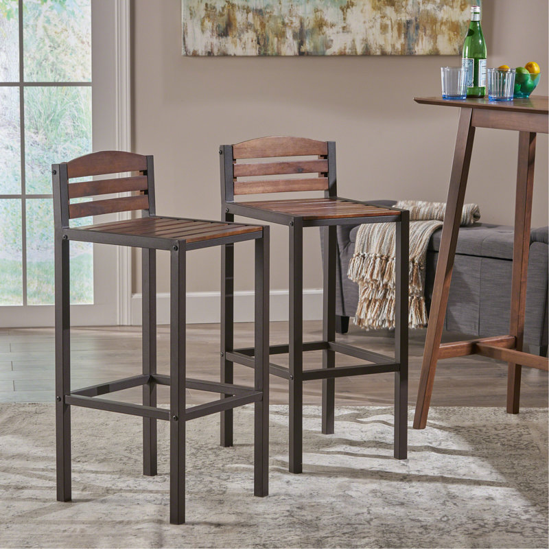 Ensemble de 2 tabourets d'extérieur en bois d'acacia