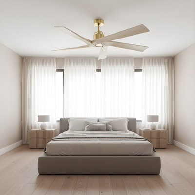  Ventilateur de plafond d'intérieur Aspen 56 avec pales en chêne blanchi et télécommande portable