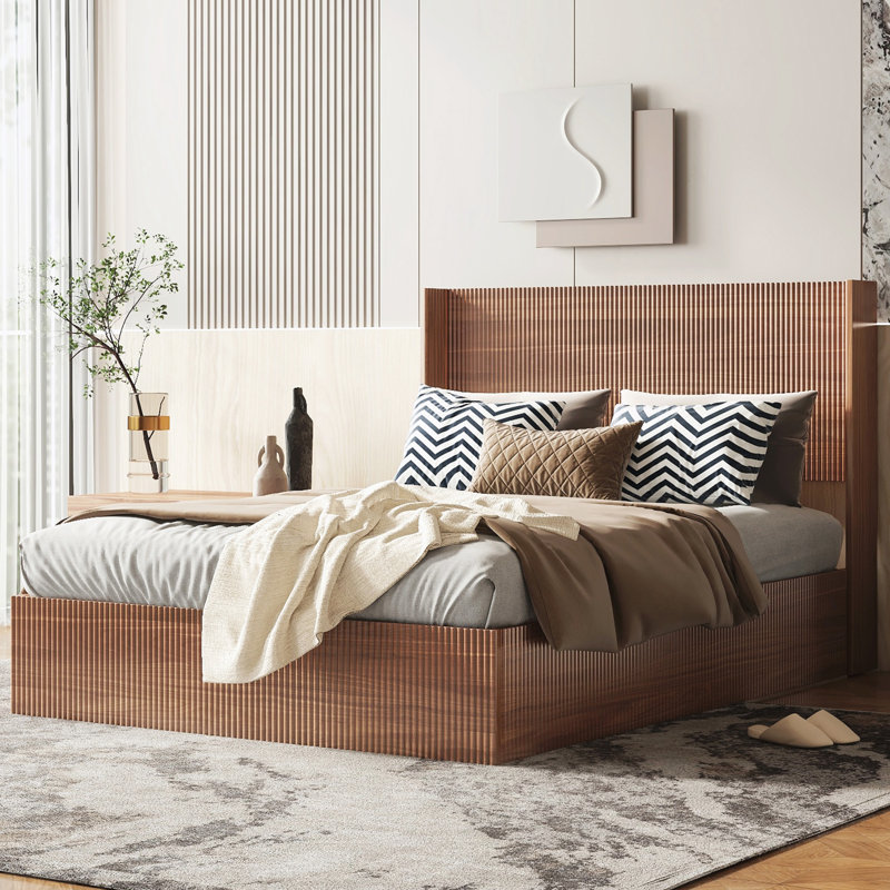 Base de lit plateforme grand, Naturel, Grand lit