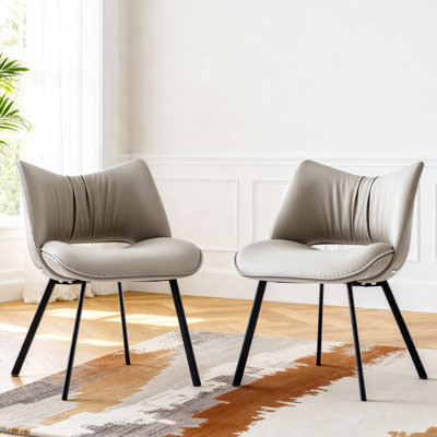 Chaise de salle à manger en cuir d'unité centrale de 31,8 pouces avec structure en métal, chaise d'appoint moderne pour le bureau de la salle à manger