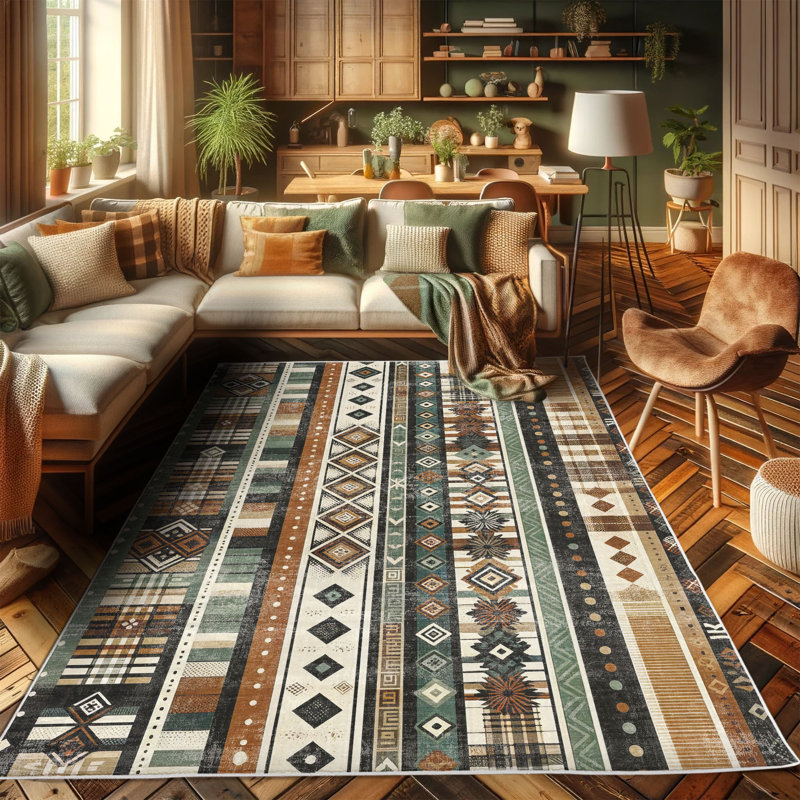 Tapis décoratif à longues fibres en polyester à haute densité Ambesonne Southwestern, Rectangle 2 pi 3 po x 3 pi 9 po