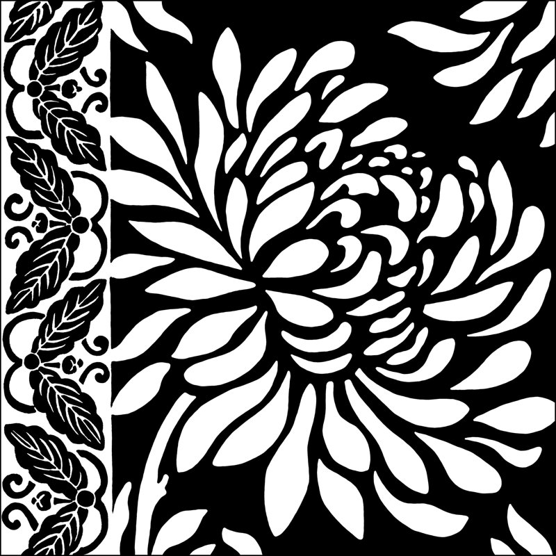 Graphic Chrysanthemums II, H 30 po x l 30 po