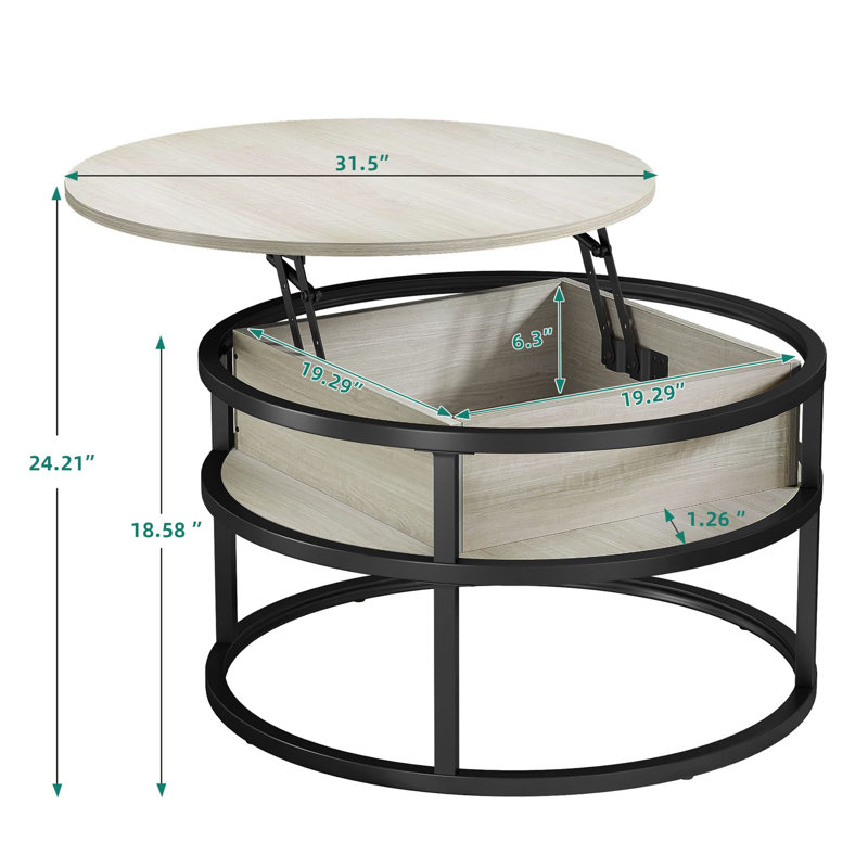 Granli Coffee Table, Black, White Oak