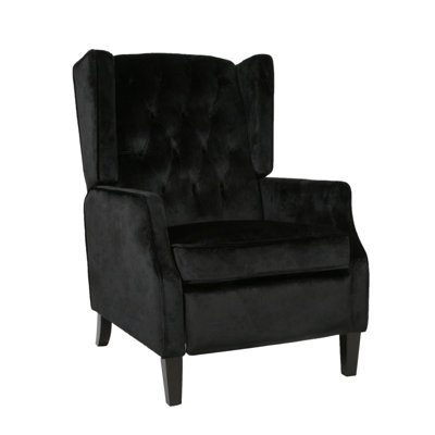 Fauteuil inclinable à dossier poussoir, fauteuil inclinable à dossier en tissu avec décoration à rivets, fauteuil à oreilles Mid-Century pour salon, chambre à coucher
