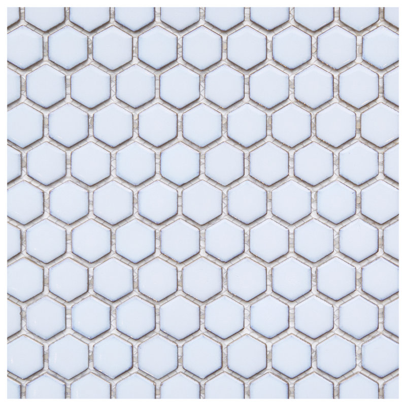 Ceramic Honeycomb Mosaic Wall & Floor Tile, Sky Blue