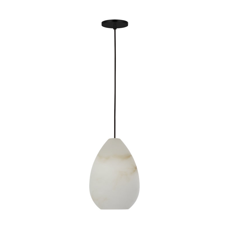 Sean Lavin Alina 1-light LED Pendant in Polished Nickel with Alabaster shade, Yes, 18.5" H x 8.5" W, Black
