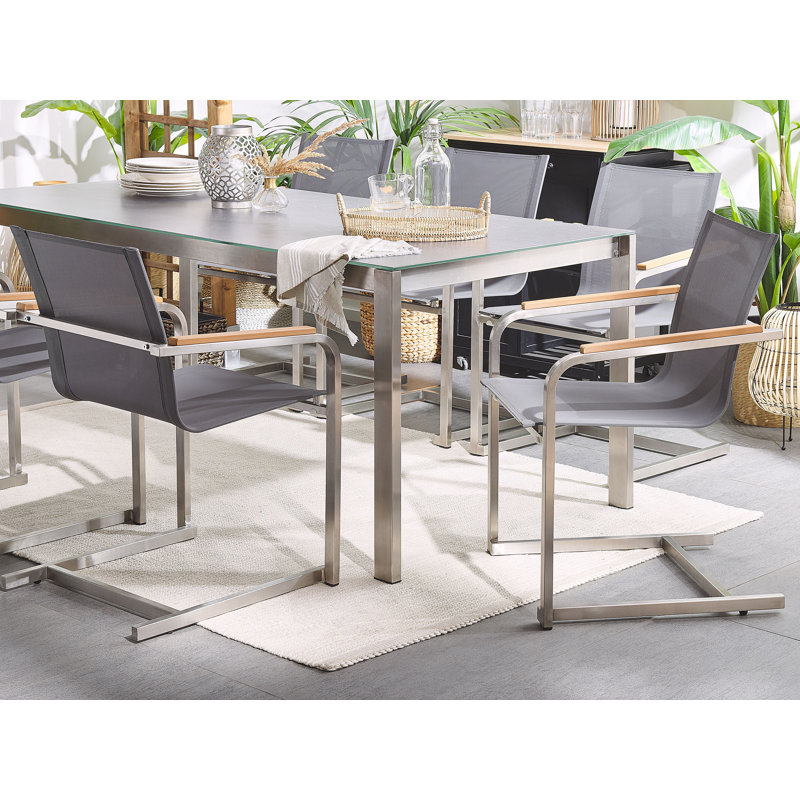 Kinde Patio Dining Armchair with Cushion, Grey