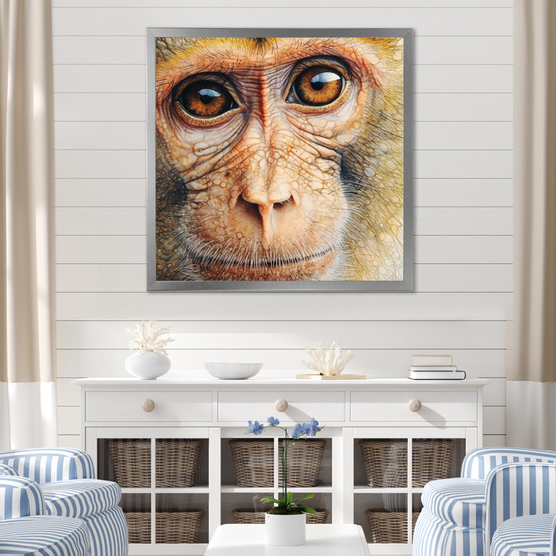 Wild Monkey III - reproduction sur toile, H 36 po x l 36 po x P 1,5 po, Cadre simple argenté