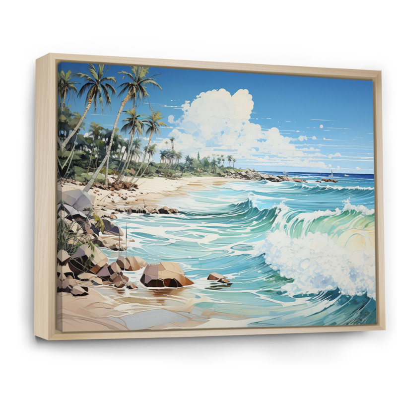 Bleu tropical Serenity II - imprimé, H 24 po x l 32 po x P 1 po, Cadre naturel flottant