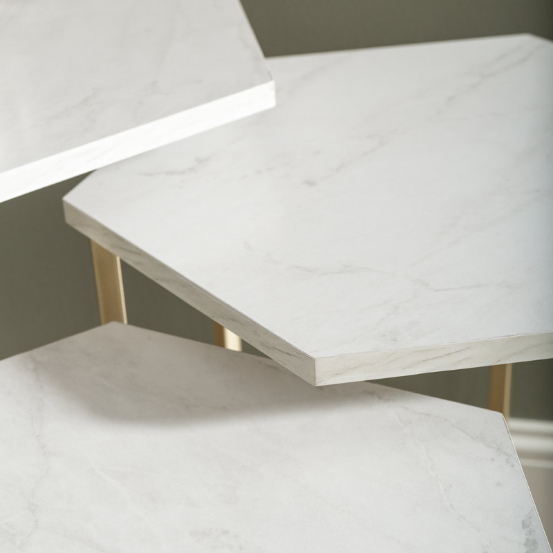 Tembo Two-Tone Nesting Tables, Faux White/Gold