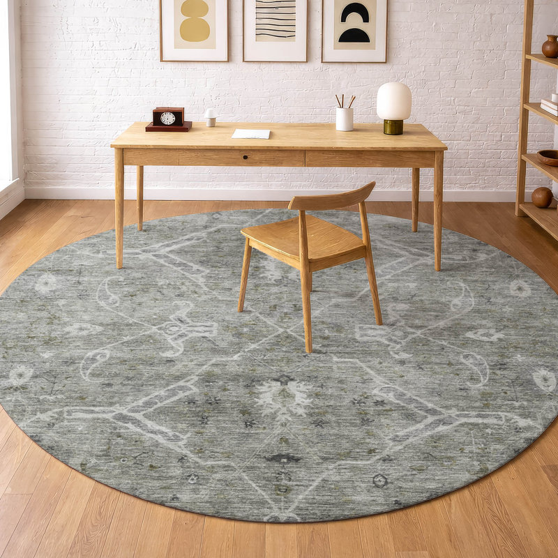 Tapis de qualité supérieure lavable à la machine Mayfield Global, Étain, Rond 8 pi