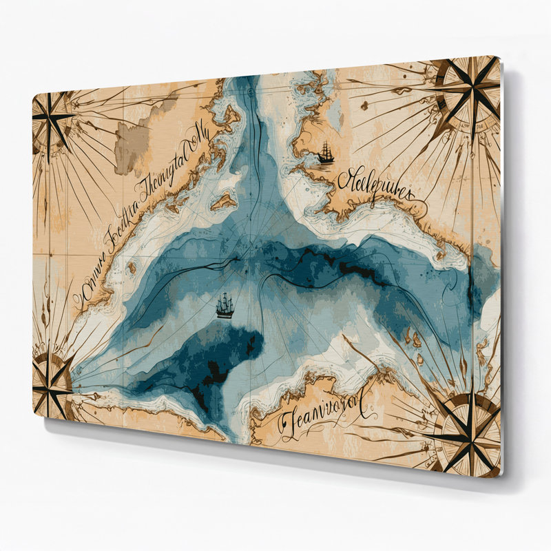 Art nautique beige, H 20 po x l 30 po