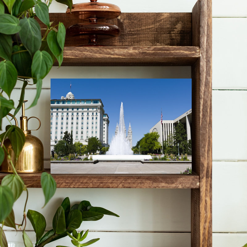 Fountain In Front Of A Church Mormon Temple Temple Square Salt Lake City Utah USA by Scott M. Tansey - Wrapped Canvas Print