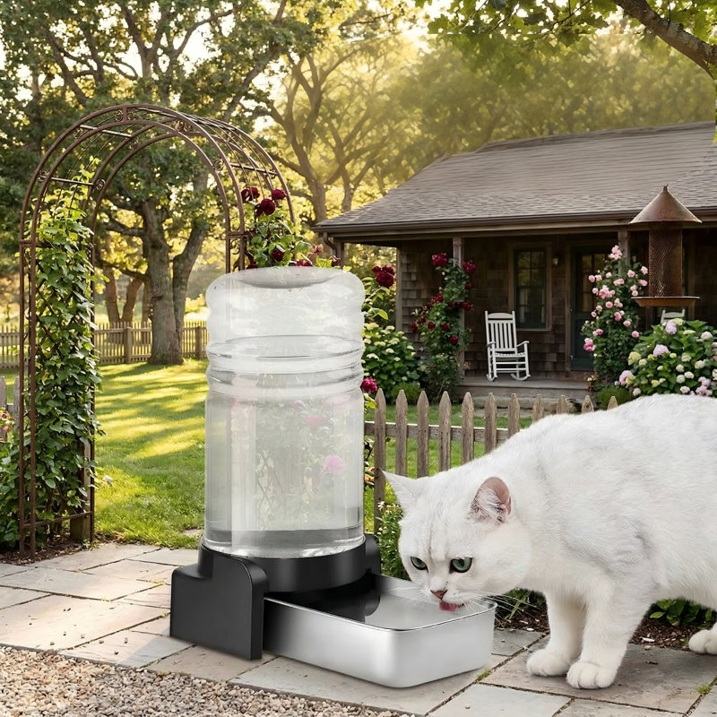 Distributeur d'eau pour chien de 2,3 gallons / 8,6 L avec bol en acier inoxydable, bol à gravité automatique pour chiens de taille moyenne / grande, comprenant 3 filtres