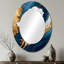 Pétunias dorés sur une rivière turquoise de marbre II - miroir mural ovale traditionnel-1728504073