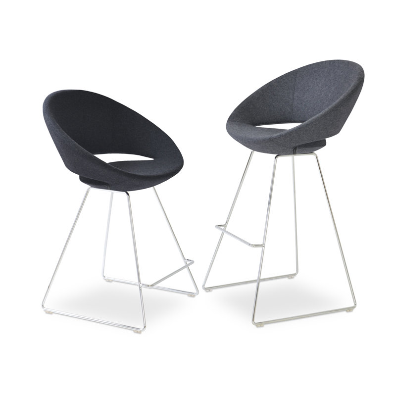 Tabouret de comptoir bar & Crescent, Gris foncé, Tabouret de bar (siège d'une hauteur de 29 po)
