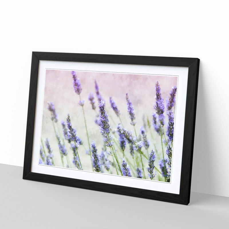 A Field Of Lavender - Single Picture Frame Print on MDF, Black, 24cm H x 33cm W x 2cm D