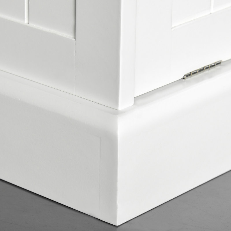 Poubelle escamotable en bois Lynnsay, Blanc / Chêne